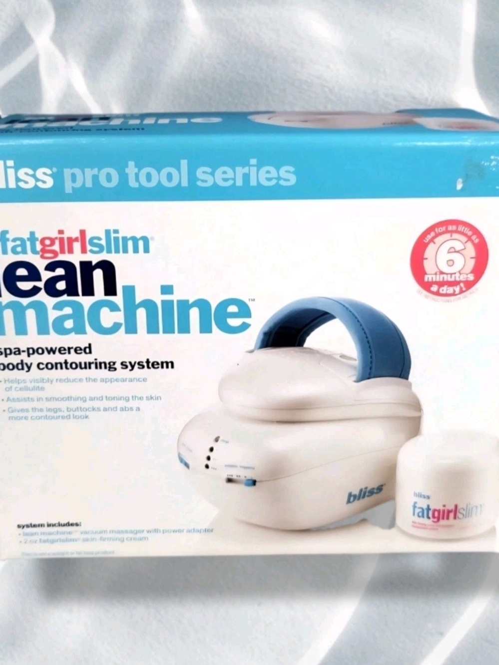 Bliss body contouring device in white with blue handle